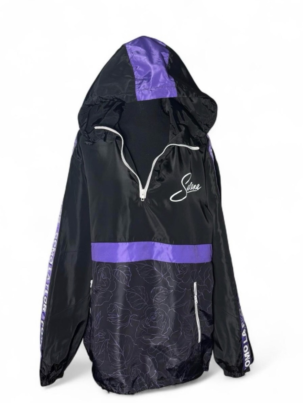 Official Selena Como La Flor Anorak Windbreaker Jacket Purple Floral Medium